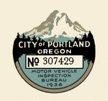 (image for) 1936 Oregon INSPECTION Sticker Portland